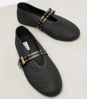 Leather-trimmed ballet flats | Alaïa