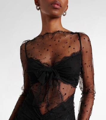 Robe longue en coton mélangé à dentelle | Alessandra Rich