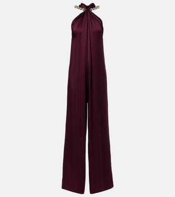 Embellished halterneck satin jumpsuit | Stella McCartney