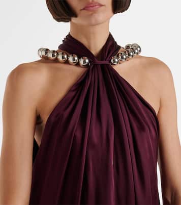 Embellished halterneck satin jumpsuit | Stella McCartney