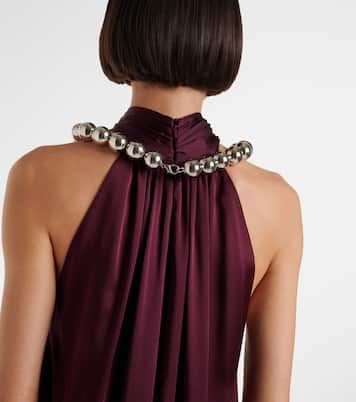 Embellished halterneck satin jumpsuit | Stella McCartney