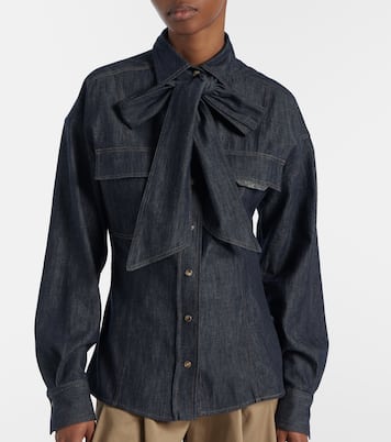 Camisa de denim con lazo | Brunello Cucinelli