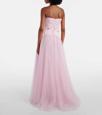 Edra embellished tulle bustier gown | Costarellos