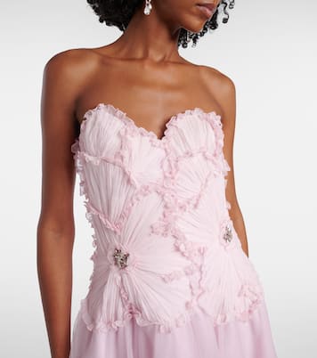Edra embellished tulle bustier gown | Costarellos