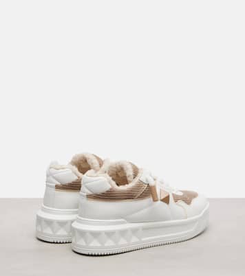 One Stud XL leather and corduroy sneakers | Valentino Garavani