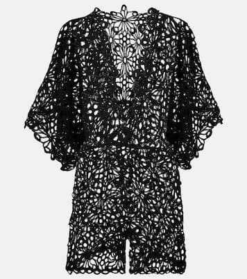 Floral open-knit romper | Norma Kamali