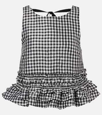 Gingham ruffled top | Ganni