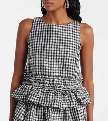 Gingham ruffled top | Ganni