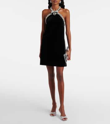 Verziertes Minikleid aus Samt | Self-Portrait