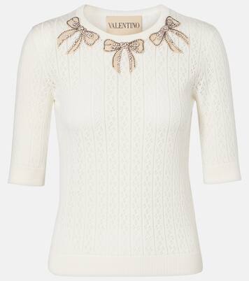 Crystal-embellished cotton sweater | Valentino