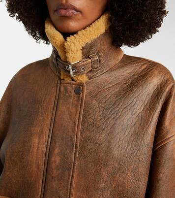 Sandor shearling-trimmed leather jacket | Khaite