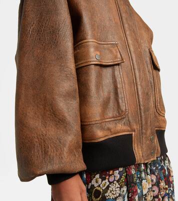 Sandor shearling-trimmed leather jacket | Khaite