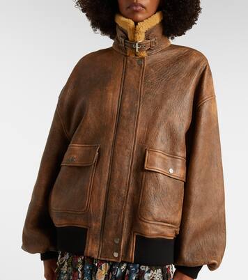 Sandor shearling-trimmed leather jacket | Khaite