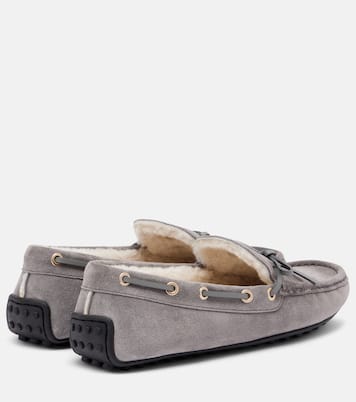 Gommino shearling-lined suede boat shoes | Tod's