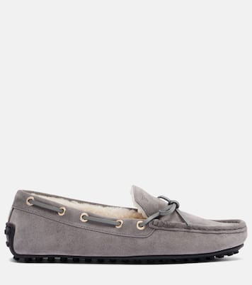 Gommino shearling-lined suede boat shoes | Tod's