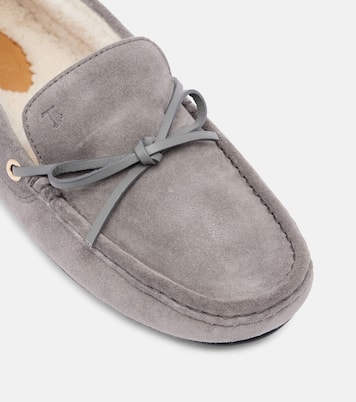 Gommino shearling-lined suede boat shoes | Tod's