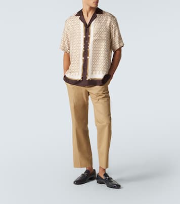 Camicia bowling in twill di seta con stampa | Gucci