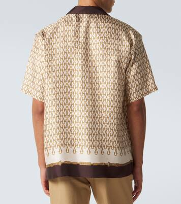 Camicia bowling in twill di seta con stampa | Gucci