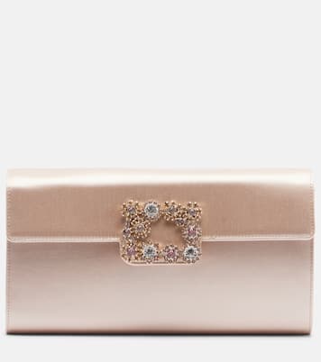 Efflorescence embellished satin clutch | Roger Vivier