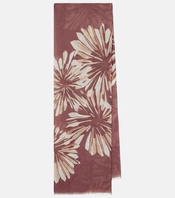 Floral linen scarf | Brunello Cucinelli