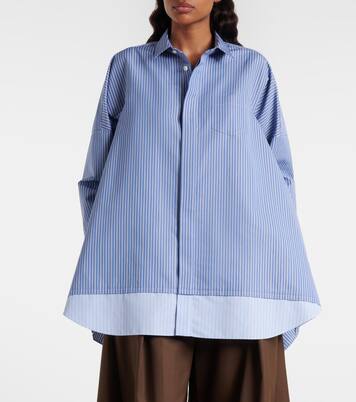Striped oversized cotton-blend shirt | Sacai