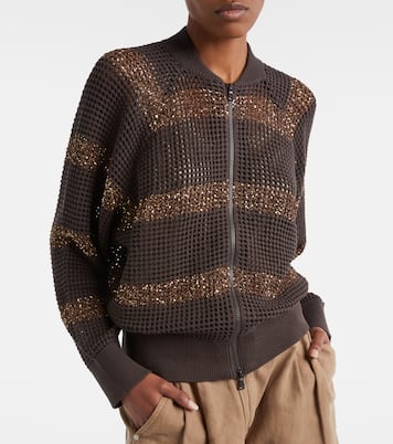 Cardigan aus Baumwolle mit Pailletten  | Brunello Cucinelli