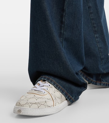 Sneakers Stretch GG Web Stripe aus Leder | Gucci