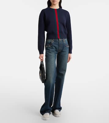 Sneakers Stretch GG Web Stripe aus Leder | Gucci