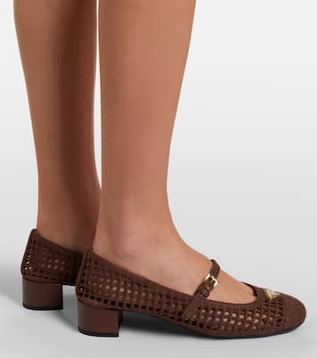 Mary-Jane-Pumps aus Häkelstrick | Prada