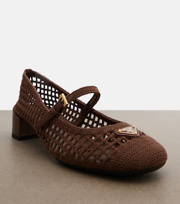 Mary-Jane-Pumps aus Häkelstrick | Prada