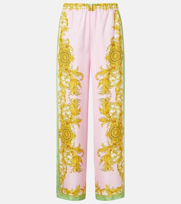 Printed silk twill wide-leg pants  | Versace