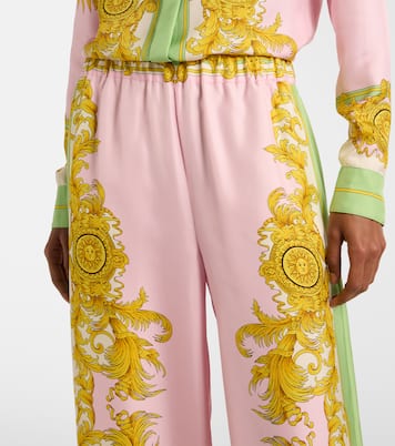 Printed silk twill wide-leg pants  | Versace