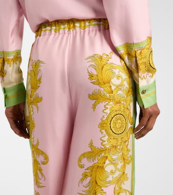Printed silk twill wide-leg pants  | Versace