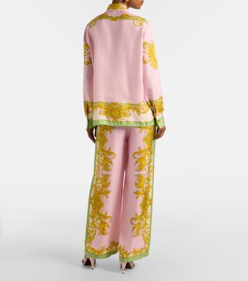 Printed silk twill wide-leg pants  | Versace