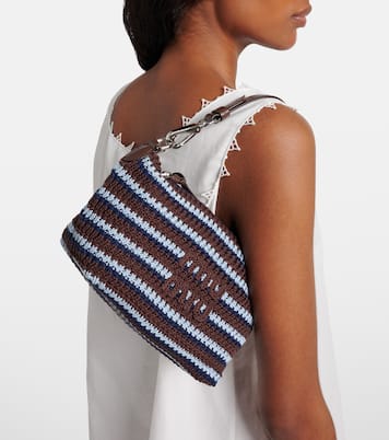 Striped crochet shoulder bag | Miu Miu