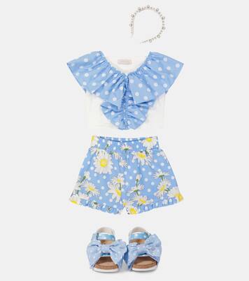 Sandalias con lazo y lunares | Monnalisa