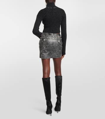 Verzierter Minirock aus Leder | Alessandra Rich