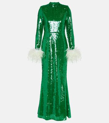 Robe mit Pailletten und Federn | Self-Portrait