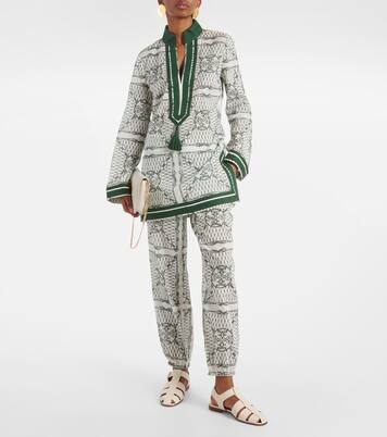 Pantalon tapered imprimé en coton | Tory Burch