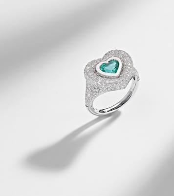 Bague Manaal 2.0 Heart Pinky en or blanc 18 ct, tanzanite et diamants | Kamyen