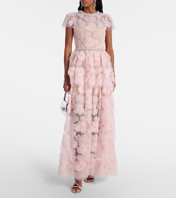 Robe longue en tulle à fleurs | Self-Portrait