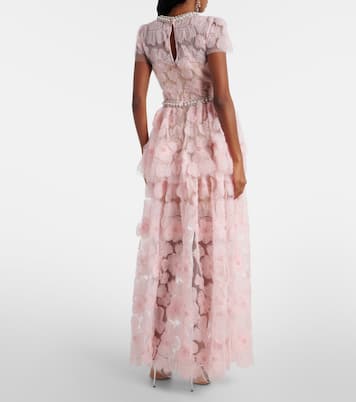 Robe longue en tulle à fleurs | Self-Portrait