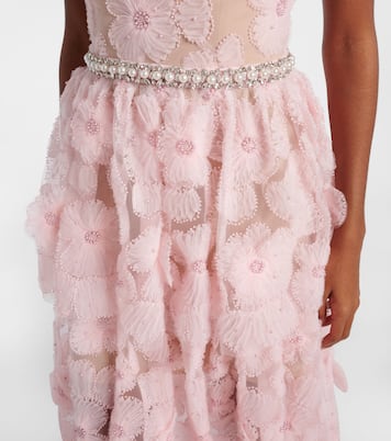 Robe longue en tulle à fleurs | Self-Portrait