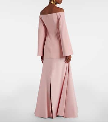 Abito lungo Rina in crêpe e raso | Solace London