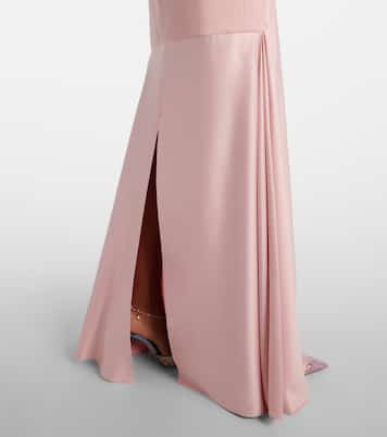 Abito lungo Rina in crêpe e raso | Solace London