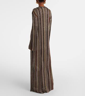 Robe longue rayée en lamé à sequins | Missoni