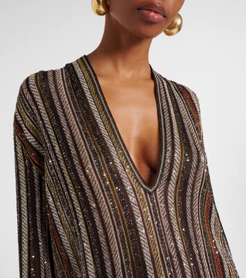 Robe longue rayée en lamé à sequins | Missoni