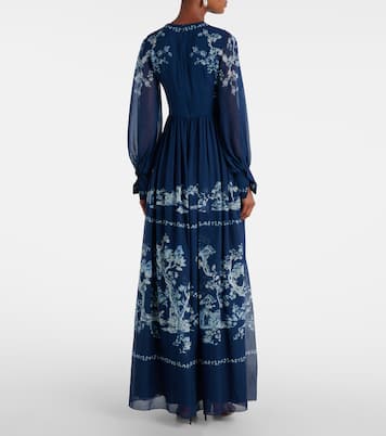 Abito lungo in seta con stampa floreale | Erdem