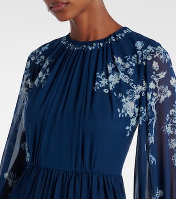 Abito lungo in seta con stampa floreale | Erdem