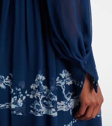 Abito lungo in seta con stampa floreale | Erdem